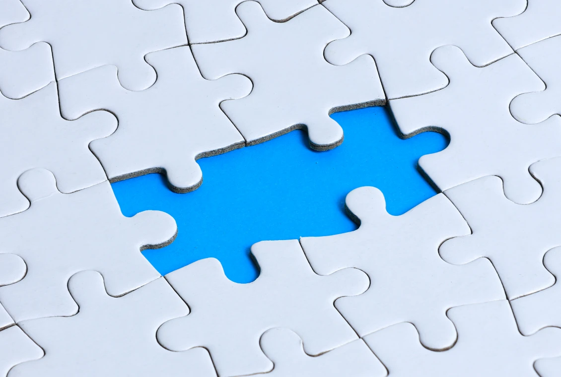 Missing puzzle piece with blue background